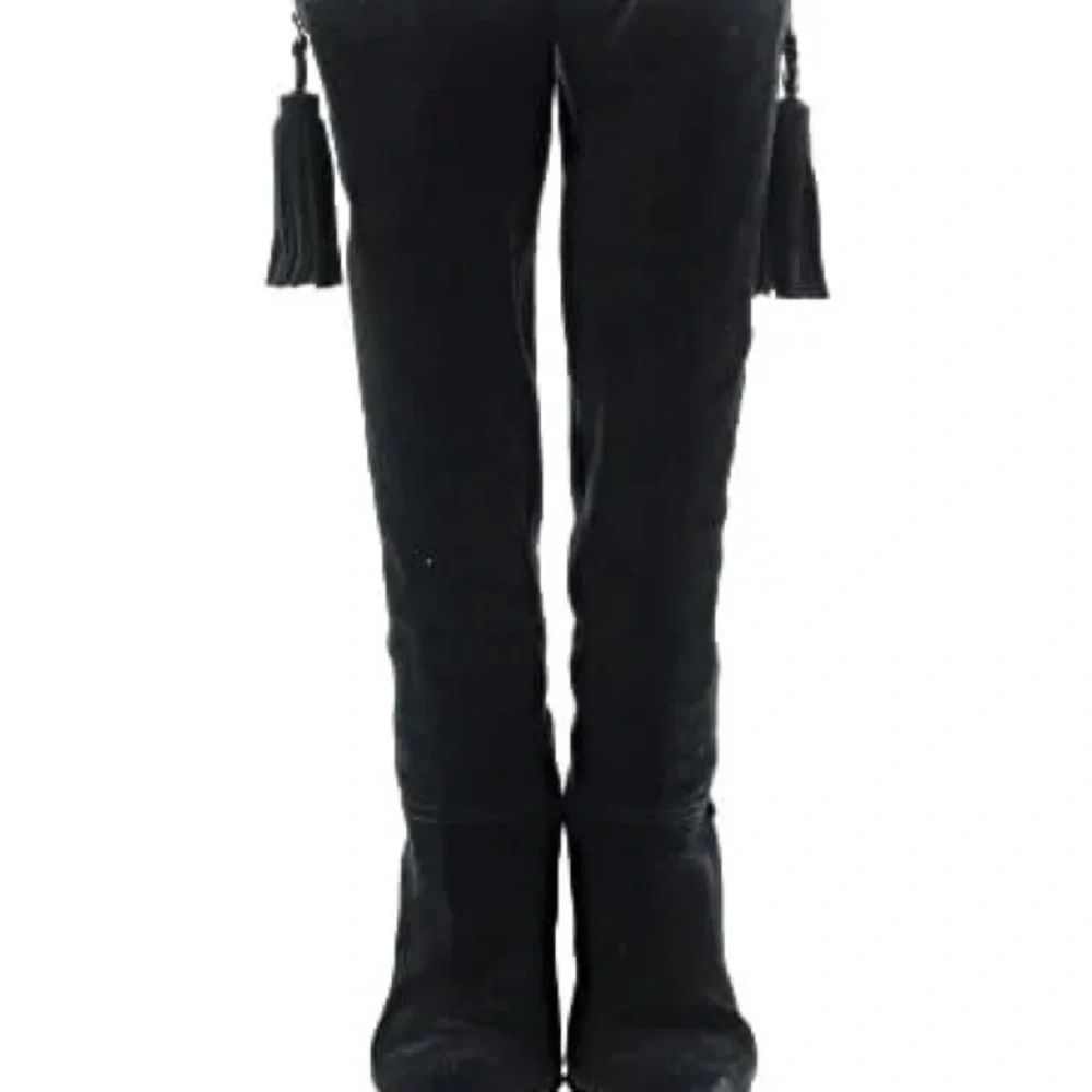 Chloe Black Suede knee high boots with Tassels Women's 6.5